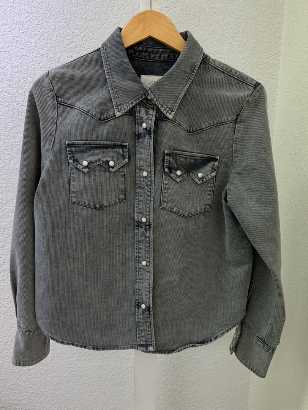 THE GREAT. Washed Gray Denim Jean Jacket